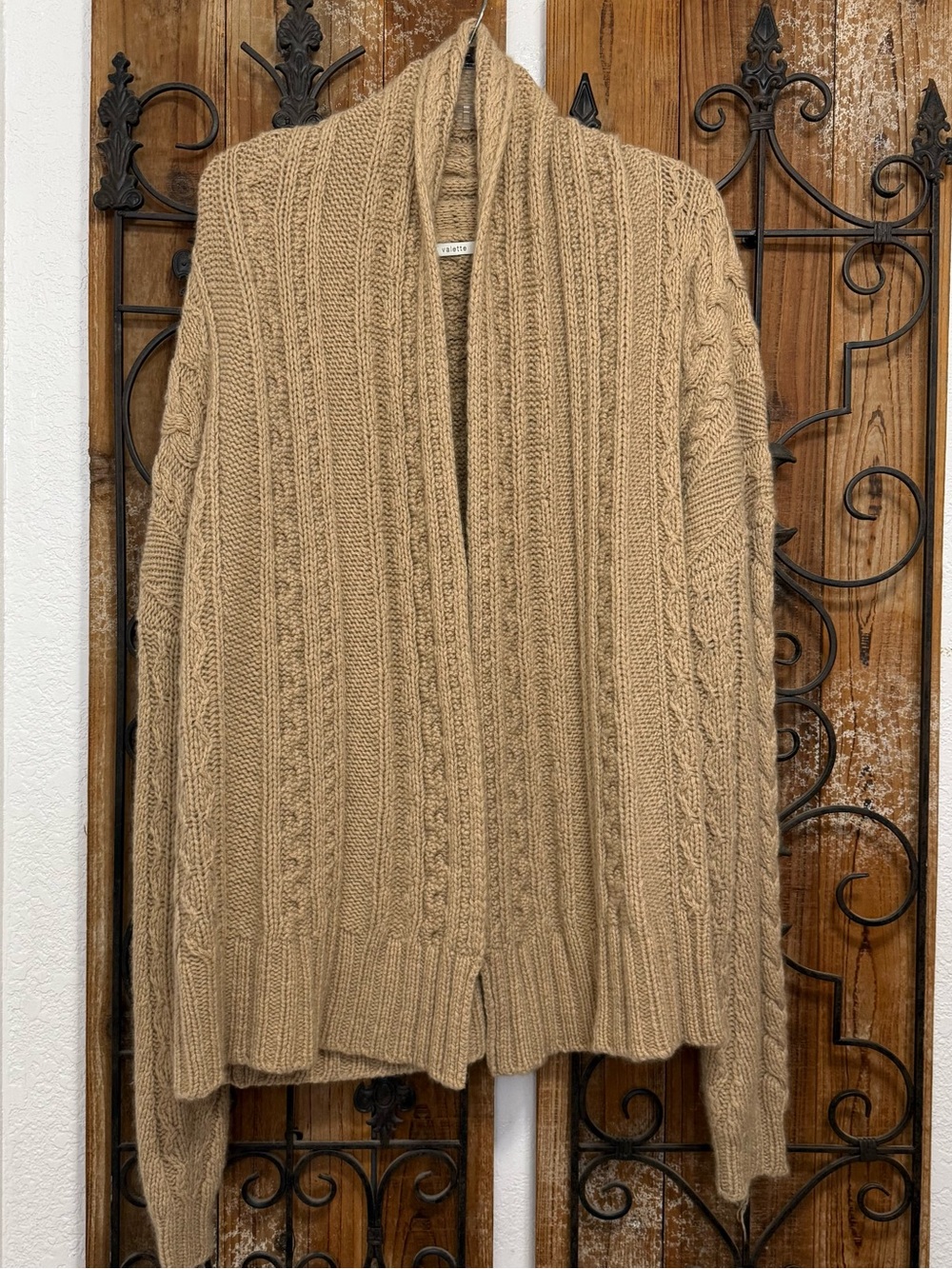 Valette Cable Knit Shawl Collar Cardigan women’s XS 100% Cashmere